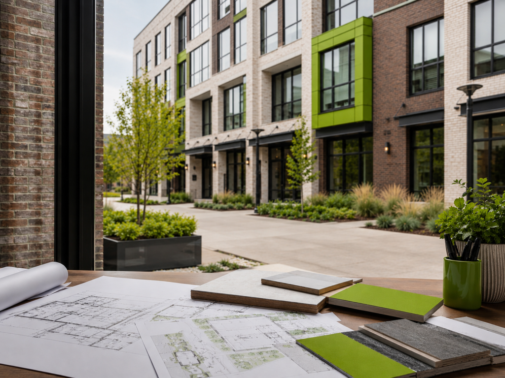 Architectural studio with urban courtyard view